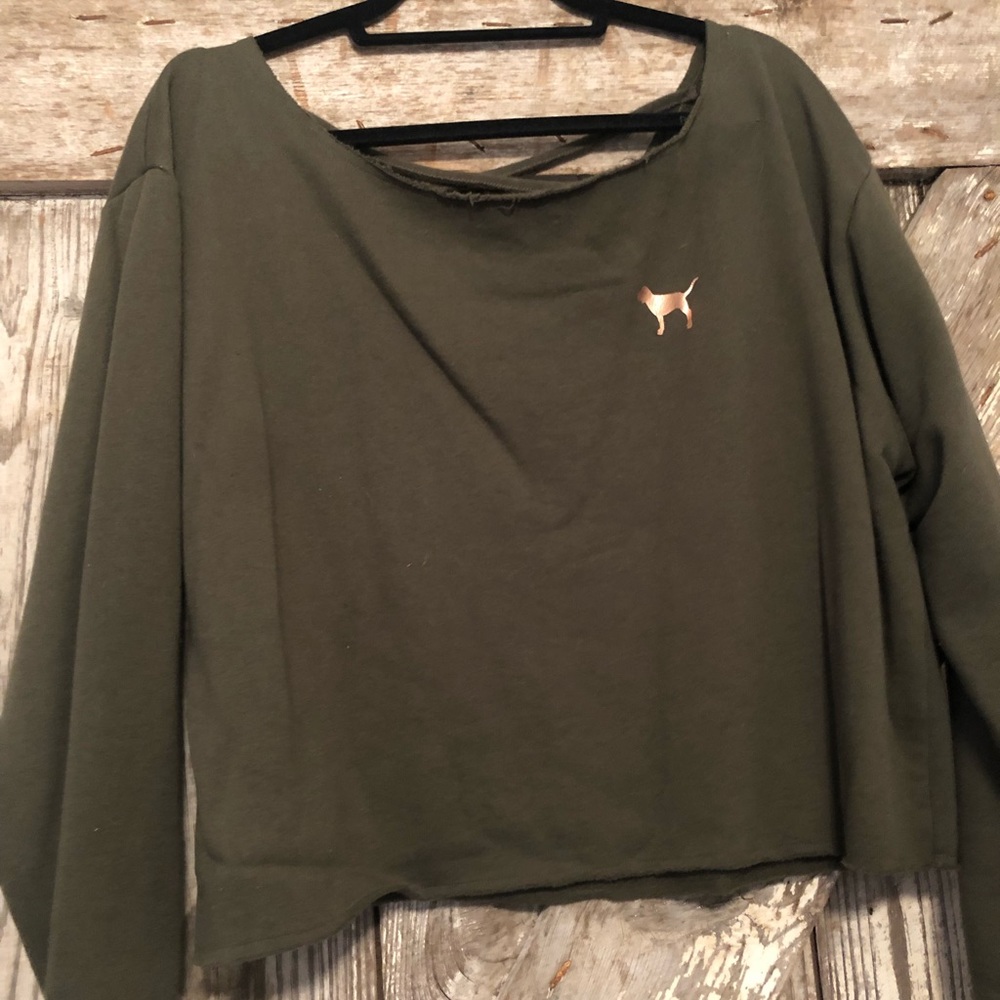 Pink Victoria Secret Cropped Sweatshirt